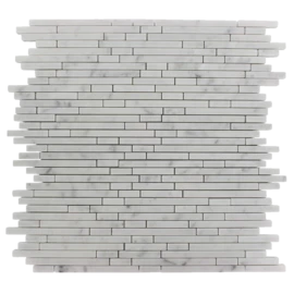 Torpedo 1-4 X Random White Carrera Pattern Marble Mosaic Tiles